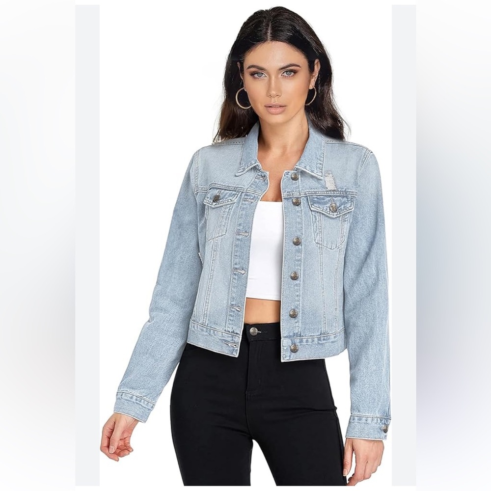 Boom Boom jeans cropped light wash Blue Jean Jacket size M